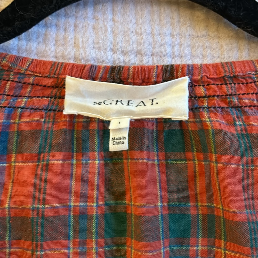 THE GREAT. Red and Green Plaid Top - Picture 4 of 8